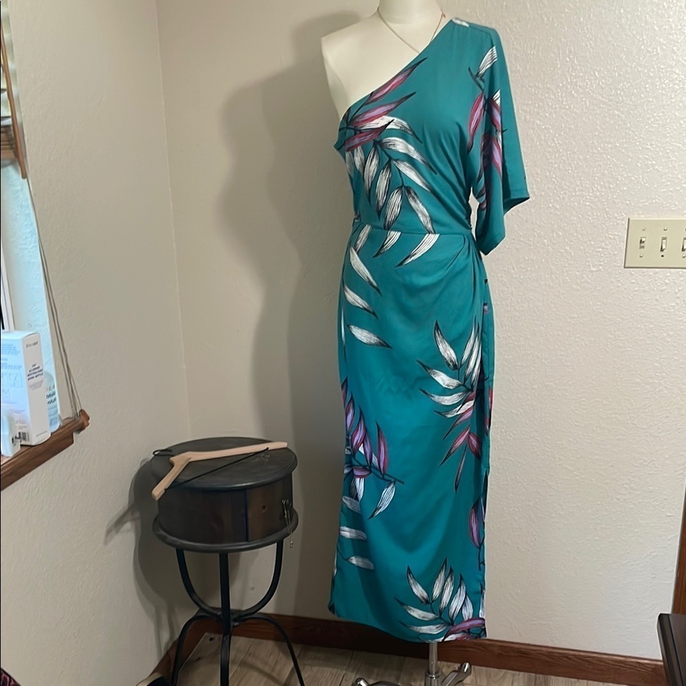 FKSP Leilani jade one shoulder draped dress
